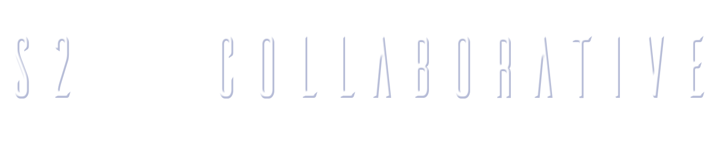 S2 collaborative logo in white color with no background